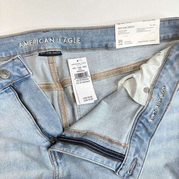 American Eagle Lowrise Flare Jean 20 Next Level Stretch Denim Distressed NEW - Picture 9 of 12